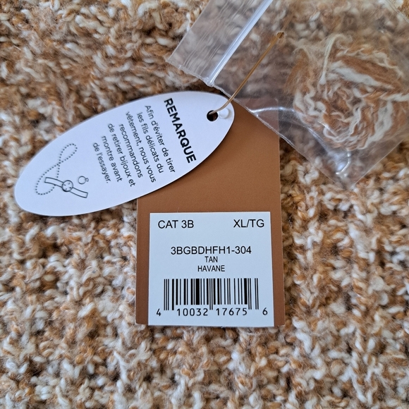 Denver Hayes Sweater Loose Waffke Knit Women's XL Tan Cream Mockneck Top - Picture 7 of 9